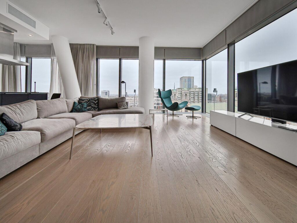 Modern living room in an exclusive off-market luxury apartment for rent Warsaw