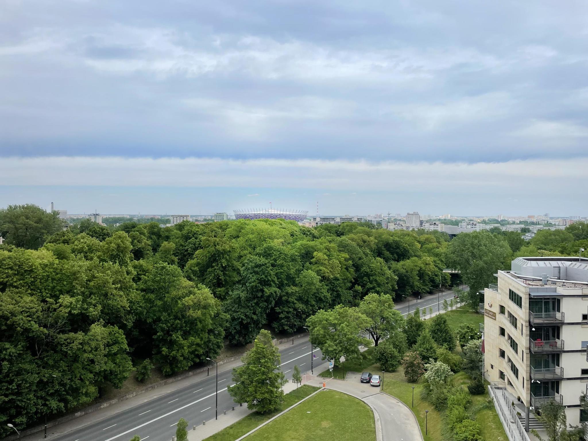 Greenery and park view from luxury apartment Warsaw Powisle