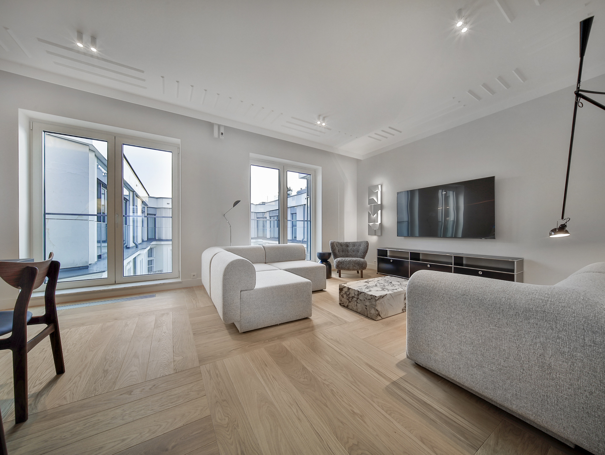 Bright premium living room by Prestige Real Estate experts luxury apartments Warsaw for rent